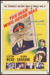 2c534 MAN WHO NEVER WAS 1sh '56 Clifton Webb, Gloria Grahame, strangest military hoax of WWII!