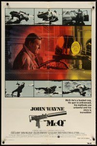 2c548 McQ 1sh '74 John Sturges, John Wayne is a busted cop with an unlicensed gun!