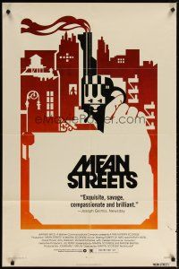 2c549 MEAN STREETS 1sh '73 Robert De Niro, Martin Scorsese, cool artwork of hand holding gun!