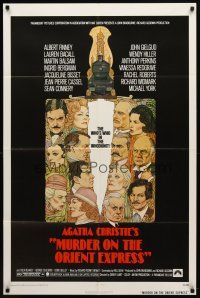 2c582 MURDER ON THE ORIENT EXPRESS 1sh '74 Agatha Christie, great art of cast by Richard Amsel!