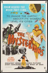 2c592 MYSTERIANS 1sh '59 Ishiro Honda, they're abducting Earth's women & leveling its cities!