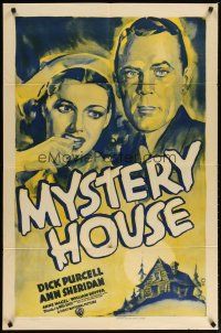 2c593 MYSTERY HOUSE 1sh '38 Dick Purcell & Ann Sheridan, who will be killers next victim?