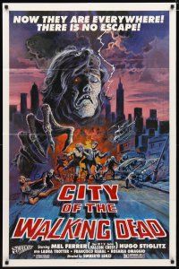 2c608 NIGHTMARE CITY 1sh R84 Umberto Lenzi's City of the Walking Dead!