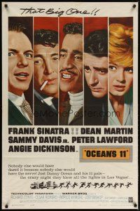 2c623 OCEAN'S 11 1sh '60 Sinatra, Martin, Davis Jr., Dickinson, Lawford, Rat Pack!