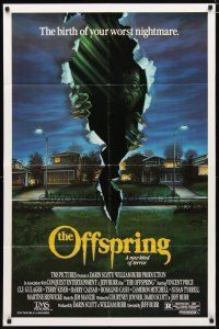2c628 OFFSPRING 1sh '87 Vincent Price, the birth of your worst nightmare, cool torn poster art!