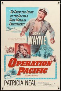 2c636 OPERATION PACIFIC 1sh '51 great artwork of Navy sailor John Wayne & Patricia Neal!