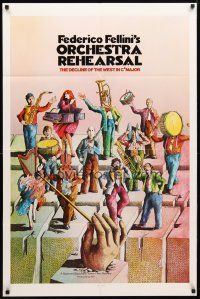 2c637 ORCHESTRA REHEARSAL 1sh '79 Federico Fellini's Prova d'orchestra, cool Bonhomme art!