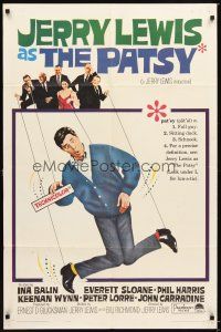 2c649 PATSY 1sh '64 wacky image of star & director Jerry Lewis hanging from strings like a puppet!