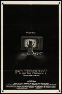 2c665 POLTERGEIST style B 1sh '82 Tobe Hooper, classic, they're here, Heather O'Rourke by TV!