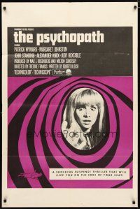 2c680 PSYCHOPATH purple style 1sh '66 Robert Bloch, it will keep you on the edge of your seat!