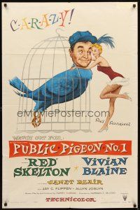 2c681 PUBLIC PIGEON NO 1 1sh '56 great artwork of Red Skelton as bird in cage & sexy Vivian Blaine!