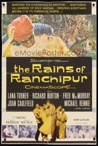2c688 RAINS OF RANCHIPUR 1sh '55 Lana Turner, Richard Burton, rains couldn't wash their sin away!
