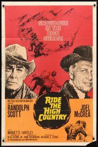 2c704 RIDE THE HIGH COUNTRY 1sh '62 Randolph Scott & Joel McCrea have a showdown in High Sierra!