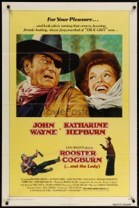 2c709 ROOSTER COGBURN 1sh '75 great art of John Wayne & Katharine Hepburn!