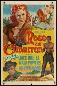 2c711 ROSE OF CIMARRON 1sh '52 Jack Buetel, Mala Powers as The Wildcat of the West!