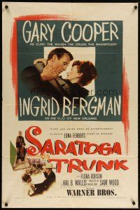 2c724 SARATOGA TRUNK 1sh '45 c/u of Gary Cooper about to kiss Ingrid Bergman, by Edna Ferber!