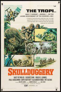 2c771 SKULLDUGGERY 1sh '70 Burt Reynolds, Susan Clark, art of half-man/half-ape beasts!