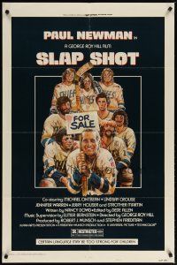 2c772 SLAP SHOT style A 1sh '77 Paul Newman hockey sports classic, great art by Craig!