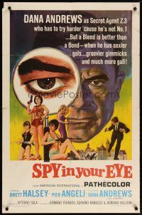 2c792 SPY IN YOUR EYE 1sh '66 Dana Andrews has sexier gals and groovier gimmicks, cool art!