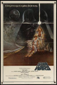 2c798 STAR WARS third printing style A 1sh '77 George Lucas classic sci-fi epic, art by Tom Jung!
