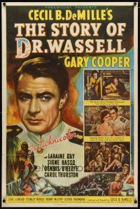 2c804 STORY OF DR. WASSELL style A 1sh '44 close up art of heroic soldier Gary Cooper, DeMille!