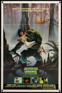 2c827 SWAMP THING 1sh '82 Wes Craven, Richard Hescox art of him holding sexy Adrienne Barbeau!
