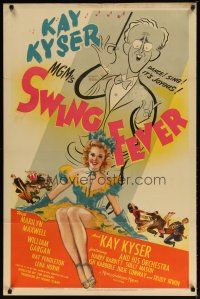 2c831 SWING FEVER 1sh '44 Al Hirschfeld art of Kay Kyser, sexy Marilyn Maxwell!
