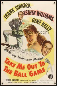 2c835 TAKE ME OUT TO THE BALL GAME 1sh '49 Frank Sinatra, Esther Williams, Gene Kelly, baseball!