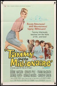 2c839 TAMMY & THE MILLIONAIRE 1sh '67 sexy Debbie Watson learns facts of love, from the TV show!