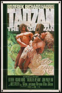 2c843 TARZAN THE APE MAN advance 1sh '81 art of sexy Bo Derek & Miles O'Keefe by James Michaelson!