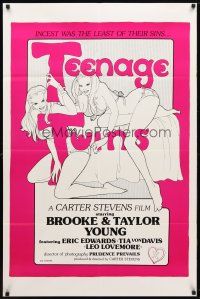 2c850 TEENAGE TWINS 1sh '76 sexy twins Brooke & Taylor Young, x-rated!