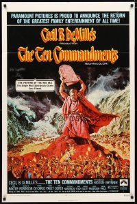 2c854 TEN COMMANDMENTS 1sh R72 Cecil B. DeMille classic starring Charlton Heston & Yul Brynner!