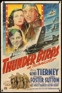 2c880 THUNDER BIRDS 1sh '42 great art of Gene Tierney, Preston Foster & John Sutton in WWII!