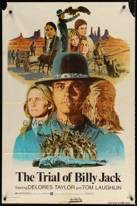 2c903 TRIAL OF BILLY JACK 1sh '74 Larry Salk art of Tom Laughlin as Billy Jack, Delores Taylor!