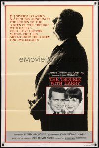 2c908 TROUBLE WITH HARRY 1sh R83 profile of Alfred Hitchcock, Edmund Gwenn, Shirley MacLaine!