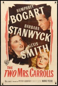 2c917 TWO MRS. CARROLLS 1sh '47 Humphrey Bogart, Barbara Stanwyck & Alexis Smith!