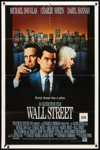 2c950 WALL STREET int'l 1sh '87 Michael Douglas, Charlie Sheen, Daryl Hannah, Oliver Stone!