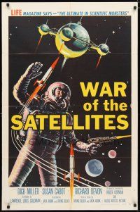 2c952 WAR OF THE SATELLITES 1sh '58 Roger Corman, fantastic outer space sci-fi artwork!