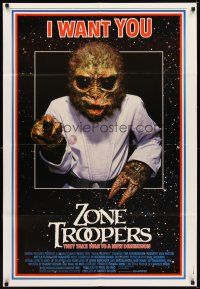 2c998 ZONE TROOPERS 1sh '85 Uncle Sam-like alien, parody of James Montgomery Flagg's I Want You!