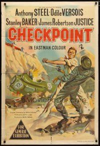 2d148 CHECKPOINT Aust 1sh '57 English car racing, art of tough Anthony Steel in fistfight!