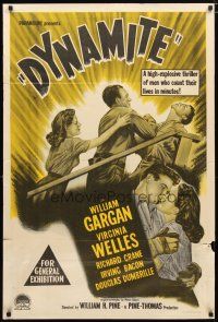 2d160 DYNAMITE Aust 1sh '49 explosive romantic artwork of William Gargan & Virginia Welles!