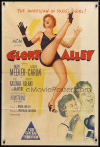 2d167 GLORY ALLEY Aust 1sh '52 boxer Ralph Meeker, sexy Leslie Caron, The American in Paris girl!