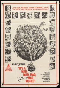 2d182 IT'S A MAD, MAD, MAD, MAD WORLD Aust 1sh R70s great art of entire cast on Earth by Jack Davis!