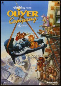 2d204 OLIVER & COMPANY Aust 1sh '88 great art of Walt Disney cats & dogs in New York City!