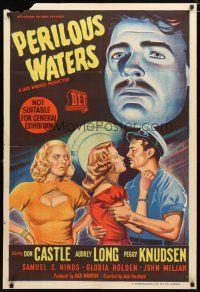 2d213 PERILOUS WATERS Aust 1sh '48 art of Don Castle, pretty Audrey Long & Peggy Knudsen!