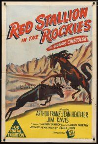 2d230 RED STALLION IN THE ROCKIES Aust 1sh '49 Arthur Franz, art of horse fighting with elk!
