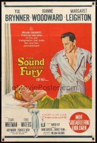 2d252 SOUND & THE FURY Aust 1sh '59 Martin Ritt, Yul Brynner with hair glares at Joanne Woodward!
