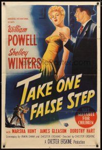 2d263 TAKE ONE FALSE STEP Aust 1sh '49 full-length art of William Powell & sexy Shelley Winters!