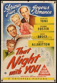 2d268 THAT NIGHT WITH YOU Aust 1sh '45 Franchot Tone, Susanna Foster, David Bruce, Allbritton!