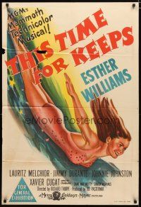 2d273 THIS TIME FOR KEEPS Aust 1sh '47 great stone litho of sexy swimmer Esther Williams!